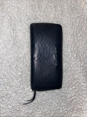 Liebeskind Berlin Sally L Leather Continental Wallet Black Snakeskin Embossed